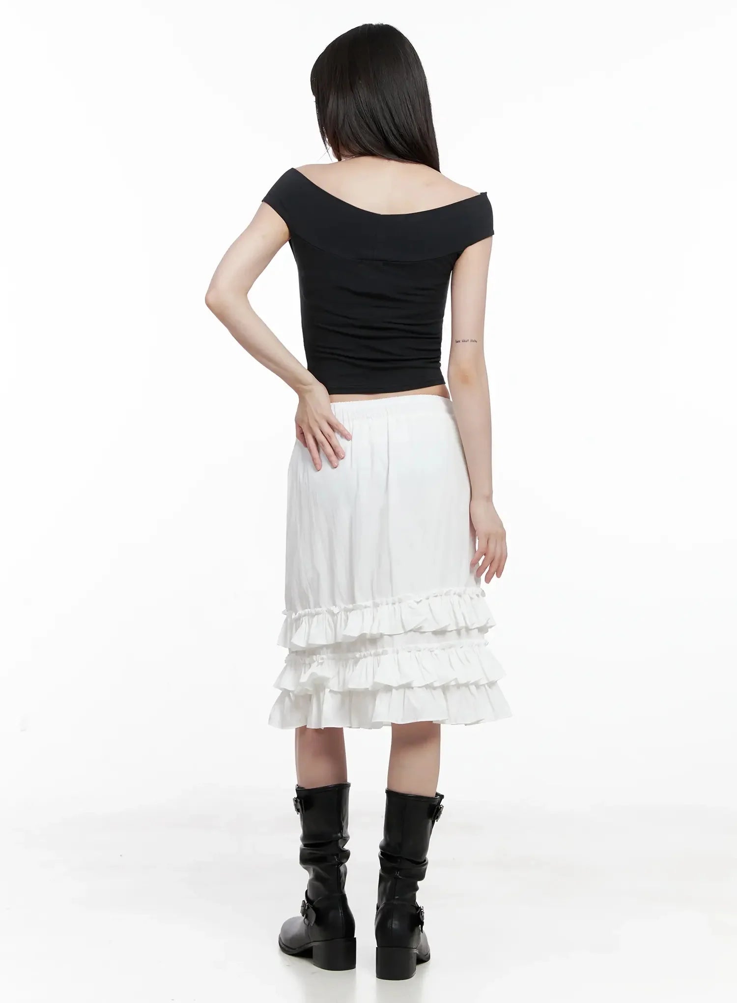 Ruffled Layered Midi Skirt IL528
