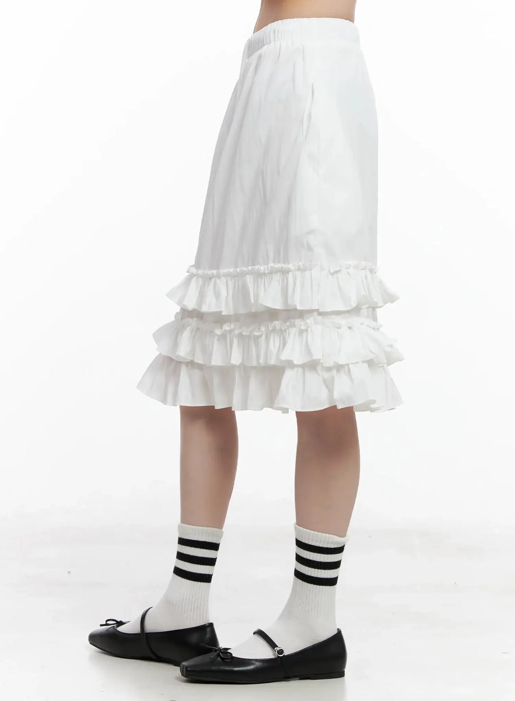 Ruffled Layered Midi Skirt IL528