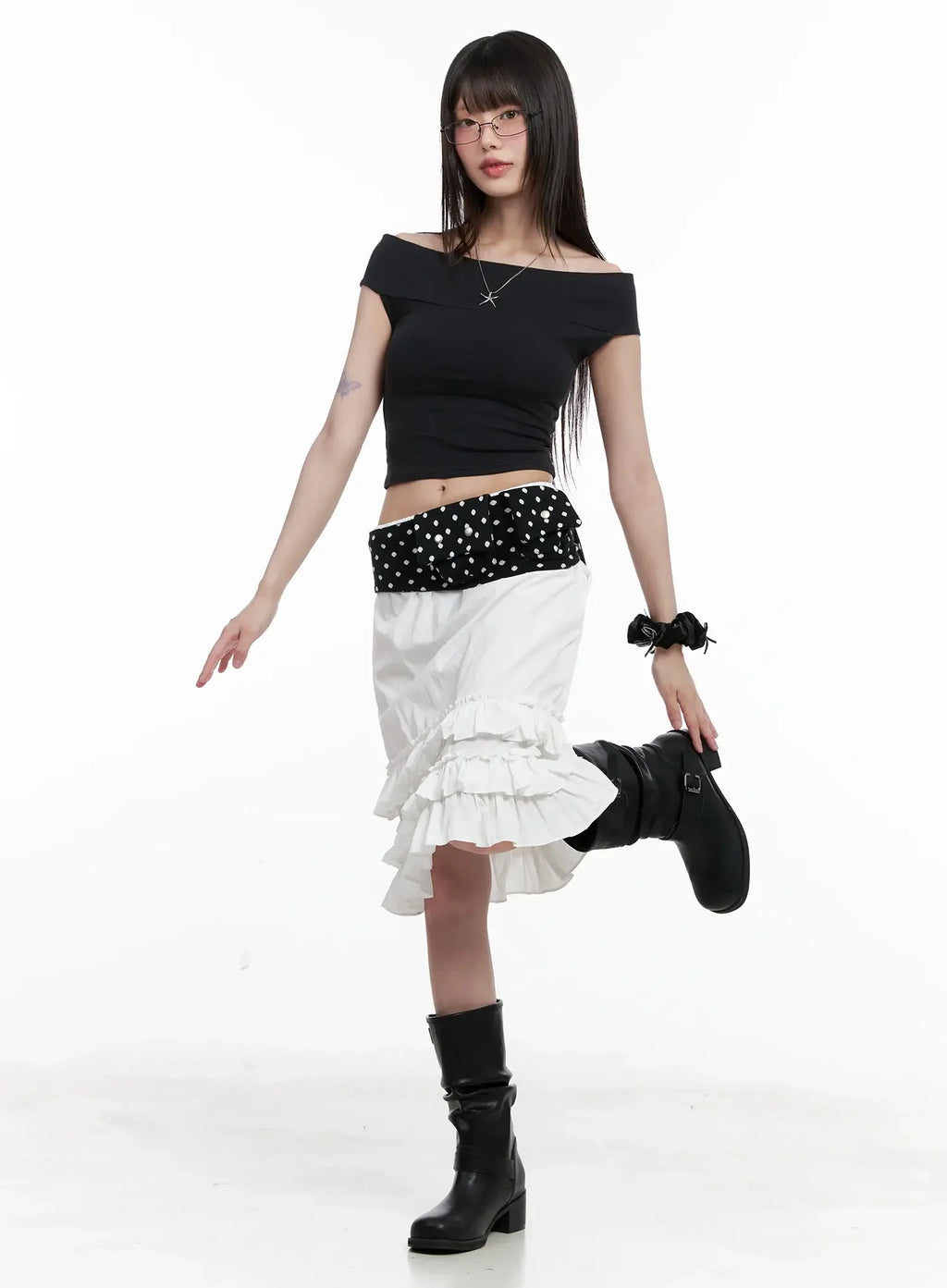 Ruffled Layered Midi Skirt IL528