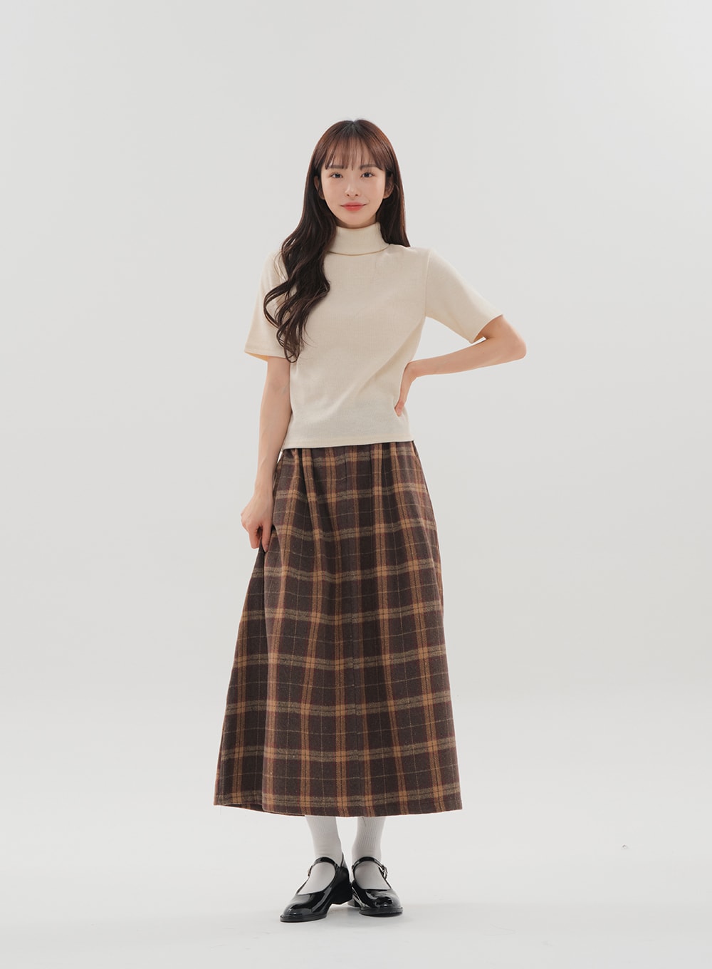 Check Pattern Maxi Skirt B1801