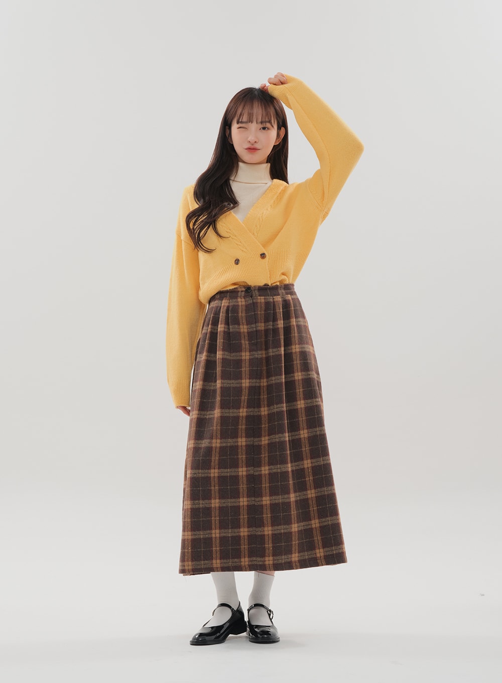 Check Pattern Maxi Skirt B1801