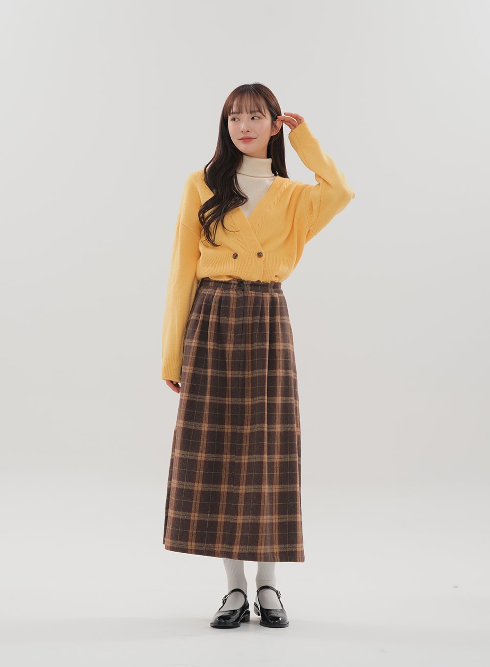 Check Pattern Maxi Skirt B1801