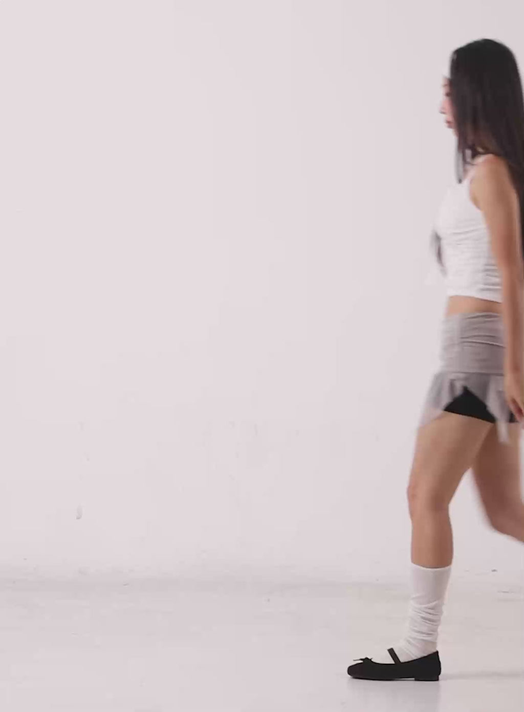 Sheer Frill Asymmetric Mini Skirt CL518