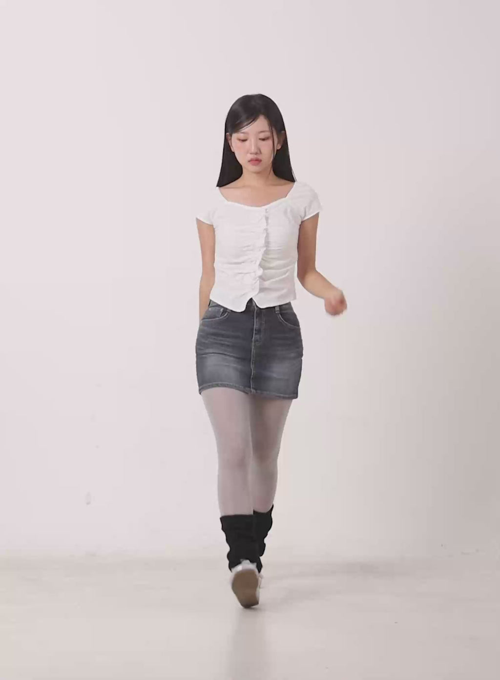Denim Mini Skirt with Hip Pads CU527