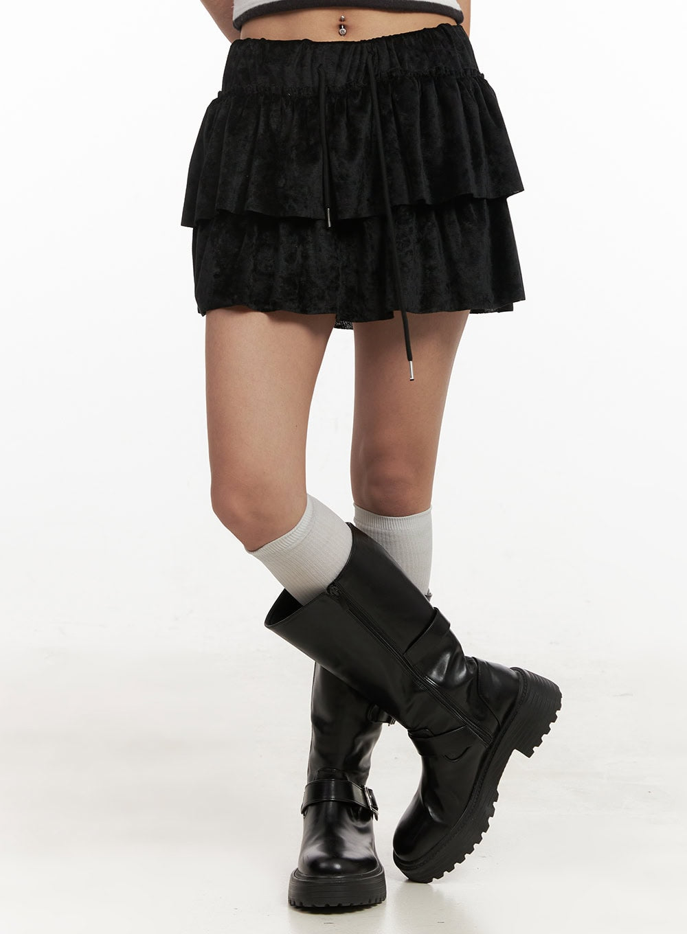 Velvet Ruffle Mini Skirt CJ508
