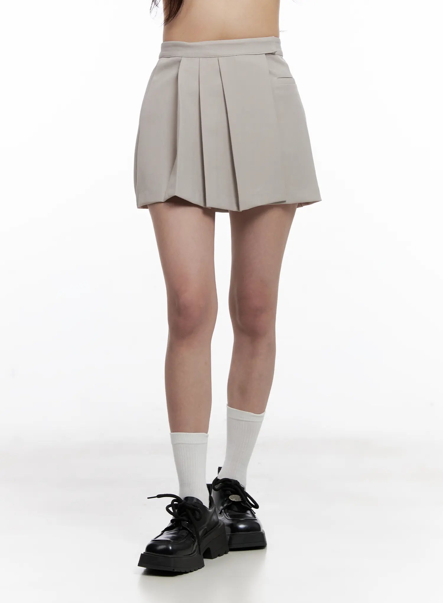 Pleated Wrap Mini Skirt CL515