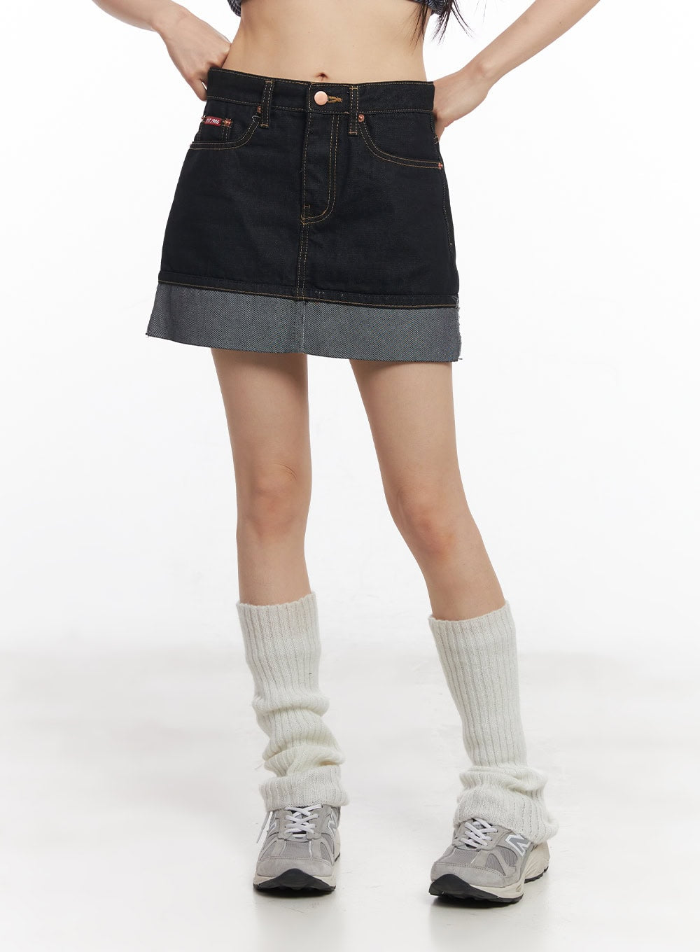 Denim Roll-Up Mini Skirt CY514