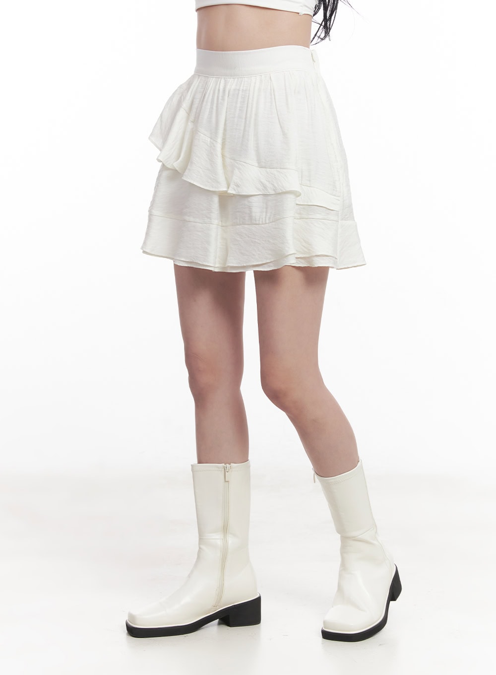 Asymmetric Frill Flair Mini Skirt CY526