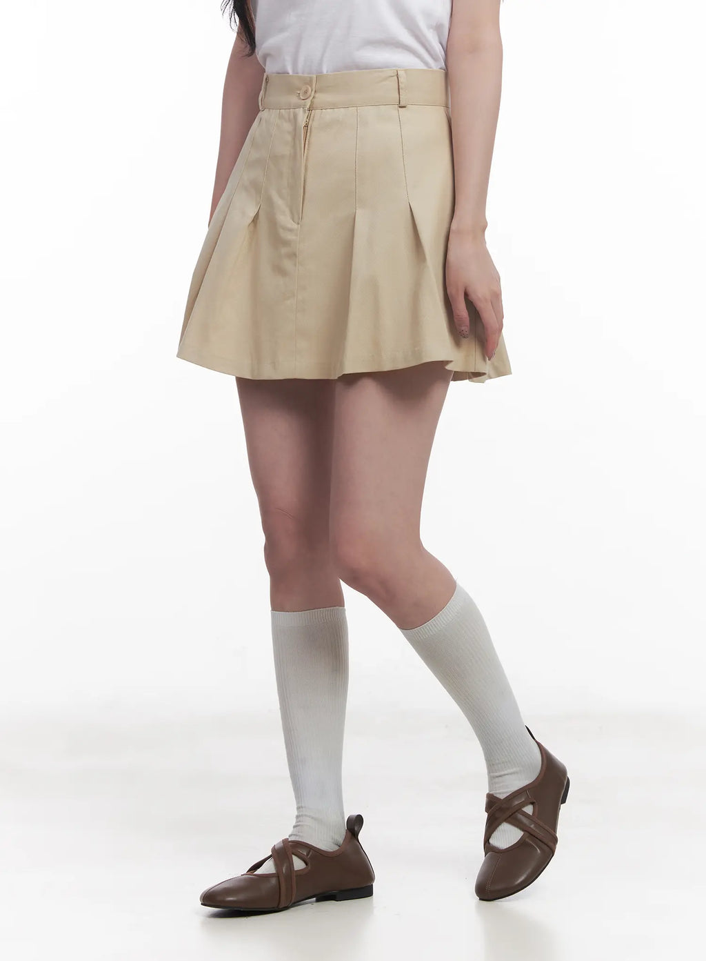 Solid Pleated Mini Skirt CU523