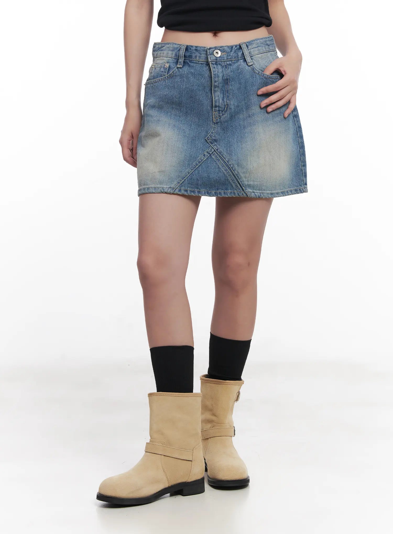 Washed Mini Denim Skirt CU516