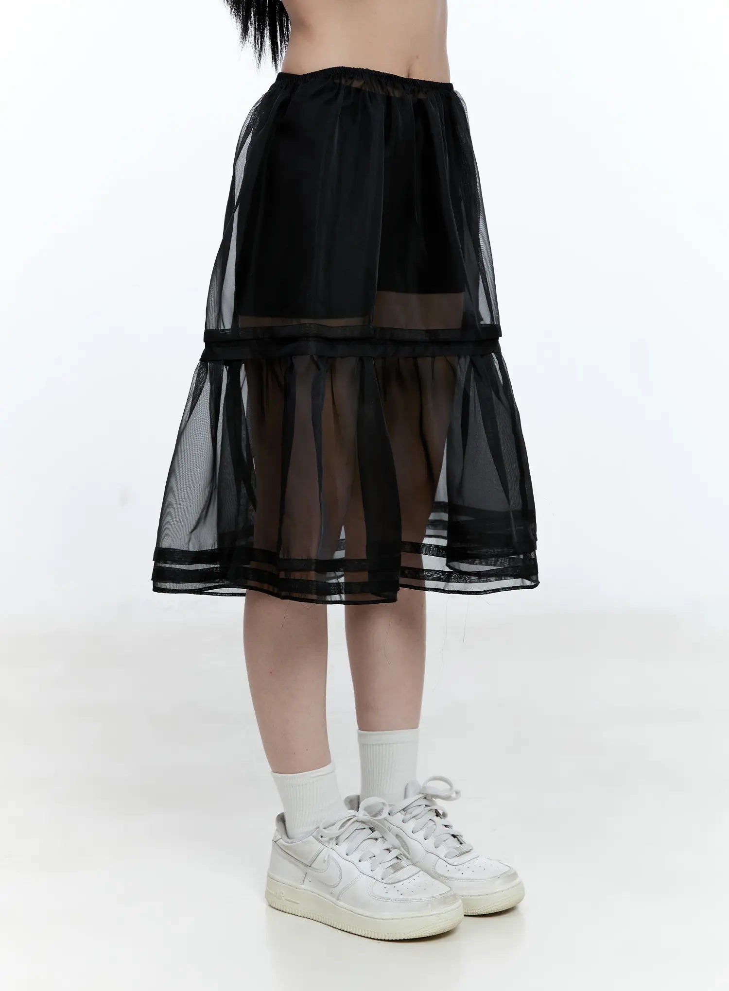Sheer Layered Midi Skirt CG507