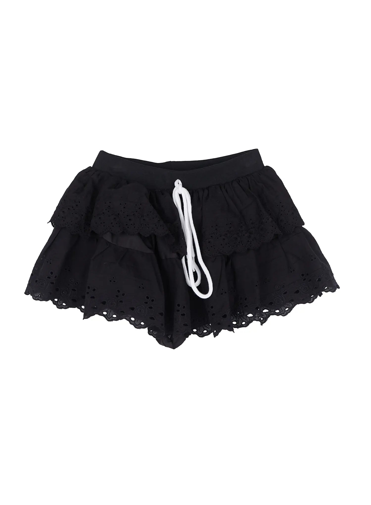 Boho Eyelet Tiered Mini Skirt CL514