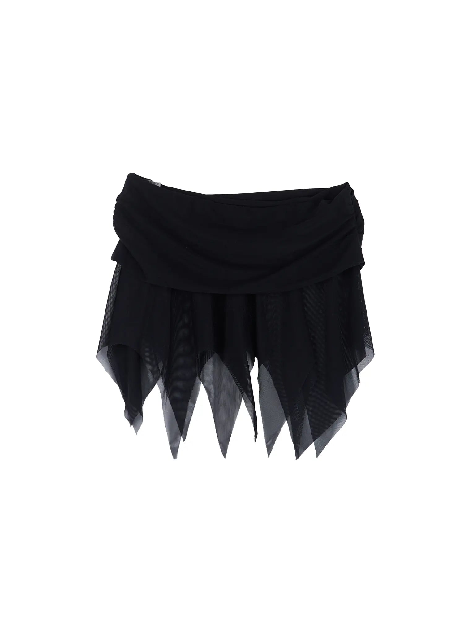 Sheer Frill Asymmetric Mini Skirt CL518