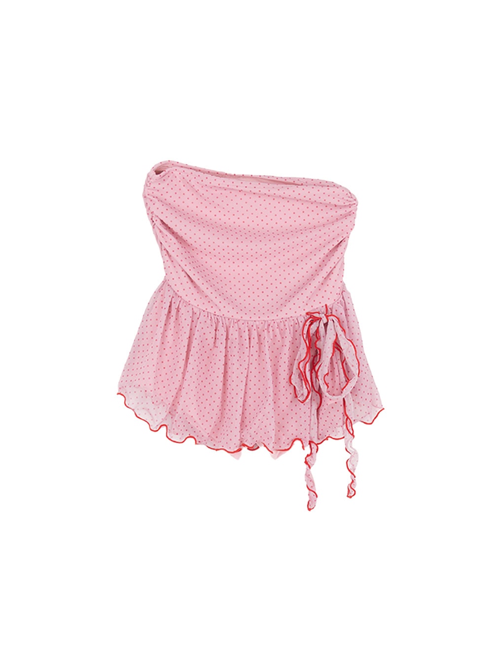 Polka-Dot Shirred Mini Skirt CY521